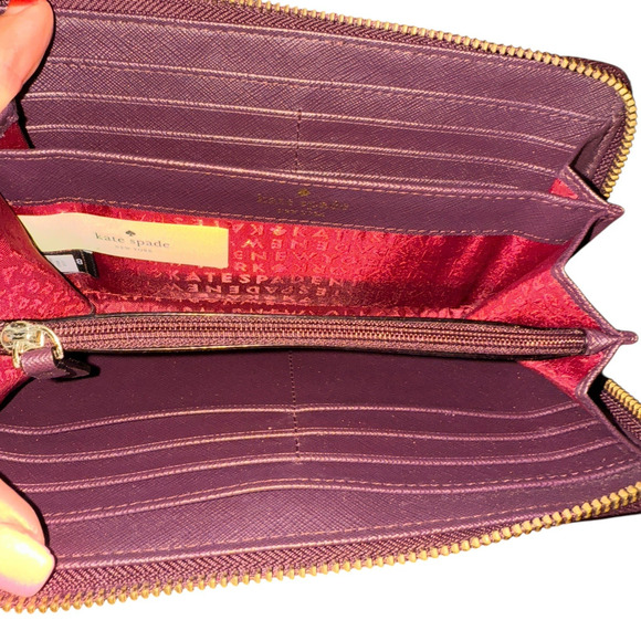 Kate Spade Neda Laurel Way Deep Plum Leather Zip Around Wallet - Picture 4 of 10